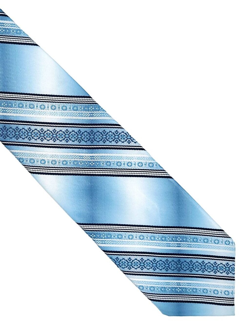 Vintage 1970s Wembley Blue White Navy Striped Polyester Tie Necktie 3 x 55